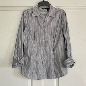 Long Sleeve Button Down Women’s Striped Shirt w/Stretch Sz 12/14 L